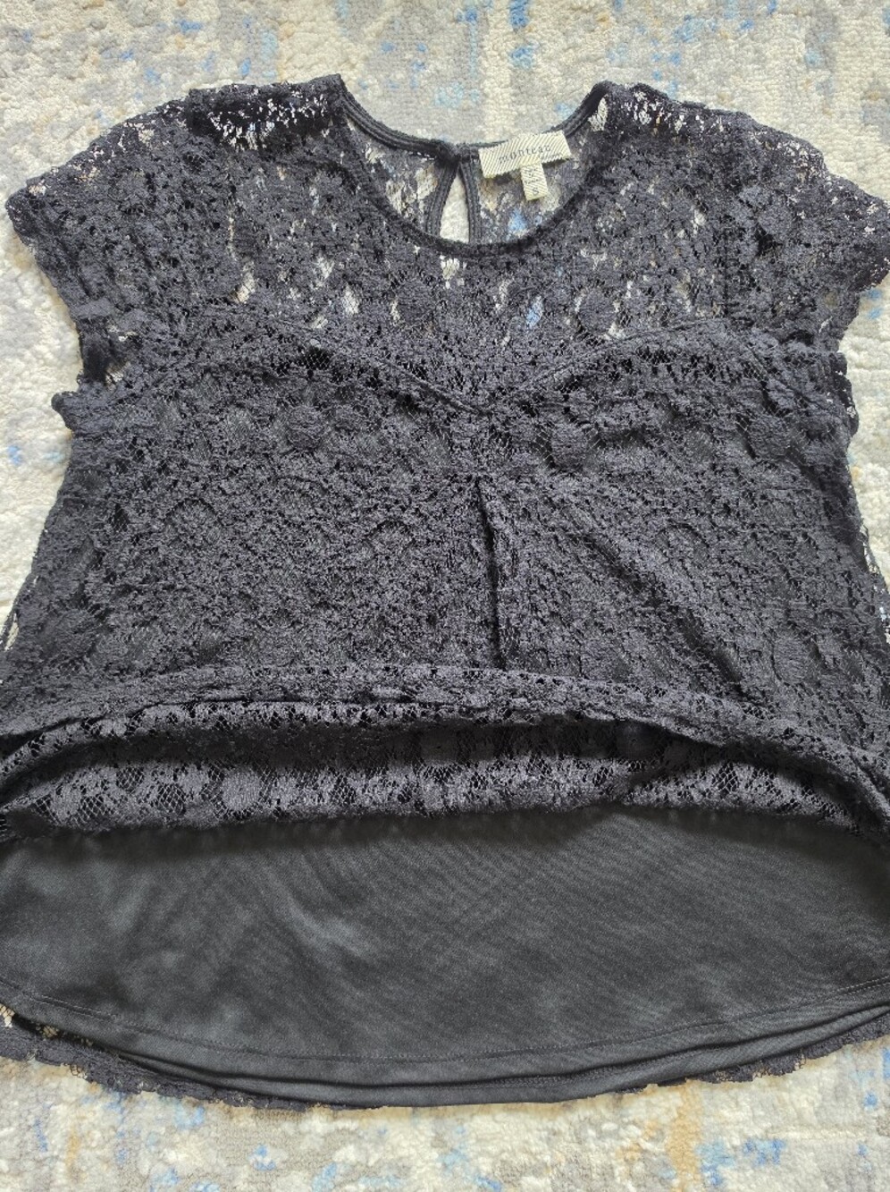 Monteau Black Lace Short-Sleeve Top - Picture 8 of 13